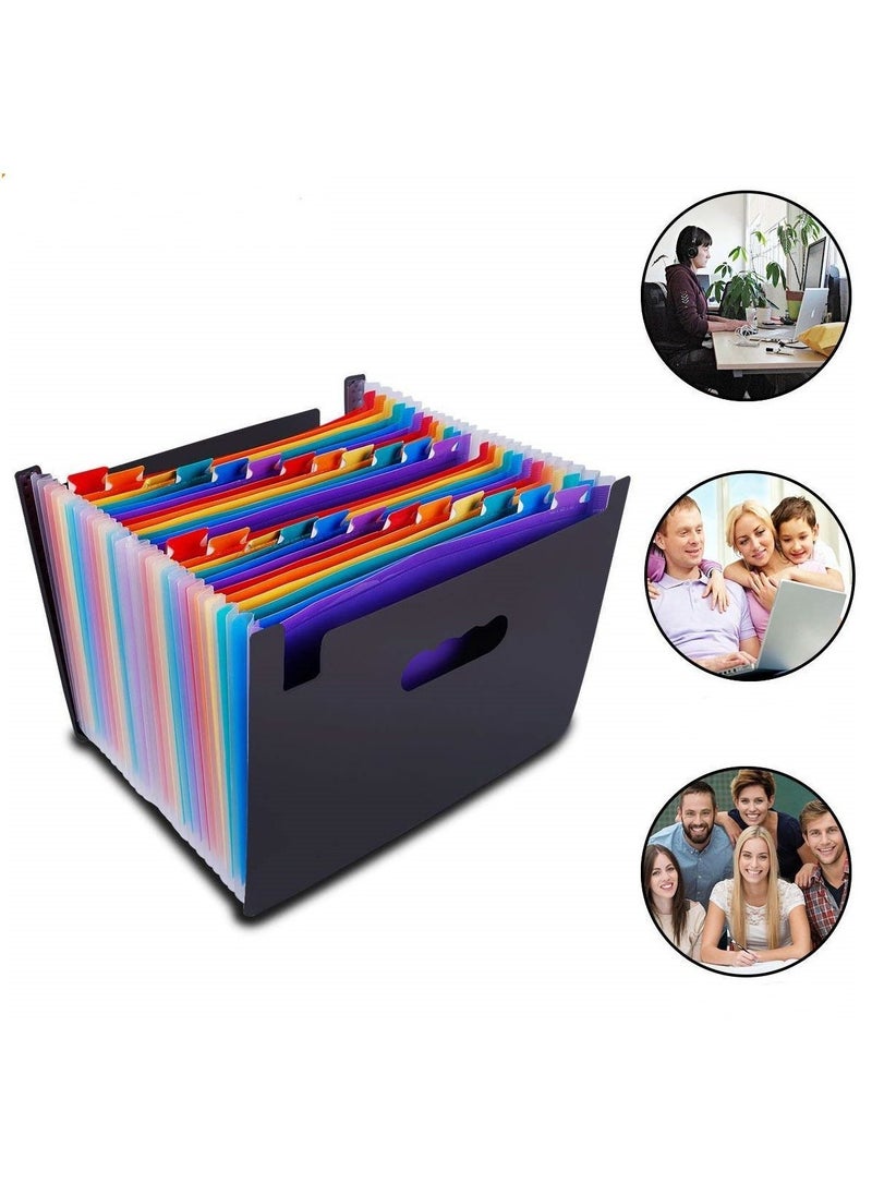 Generic - 24 Pockets File Folder Multicolour Stand Expandable Portable Accordion A4 File Rainbow Document Bag Office School Supplies - Image 1