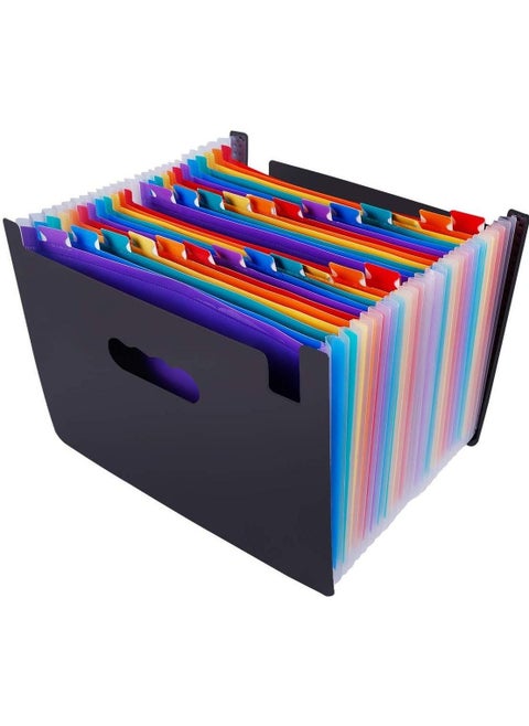 24 Pockets File Folder Multicolour Stand Expandable Portable Accordion A4 File Rainbow Document Bag Office School Supplies