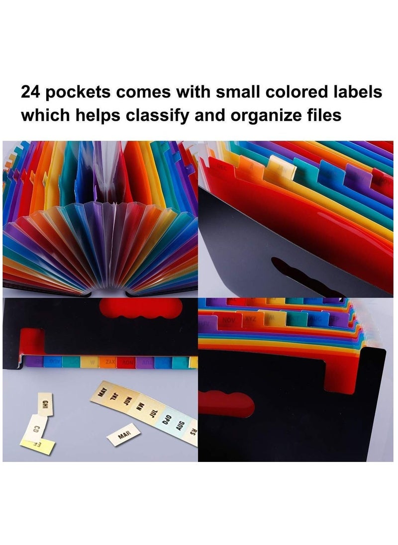 Generic - 24 Pockets File Folder Multicolour Stand Expandable Portable Accordion A4 File Rainbow Document Bag Office School Supplies - Image 1