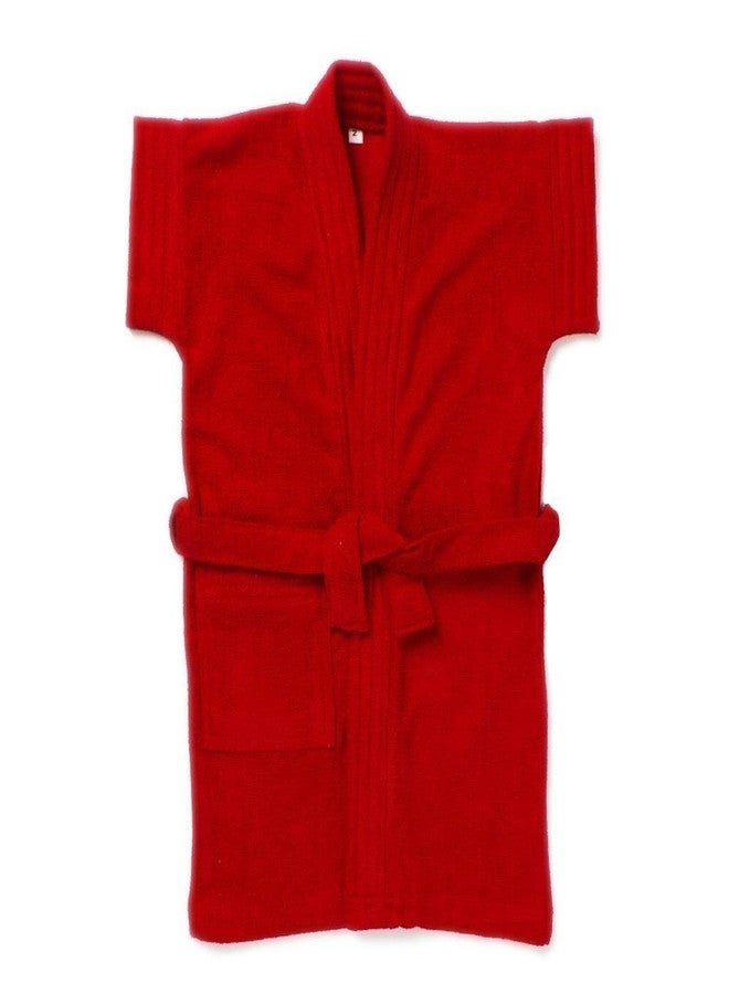 EIO® Soft Baby Boys Girls Cotton Dressing Gown Bath Robe (Red, 0-6 Months) - Image 1
