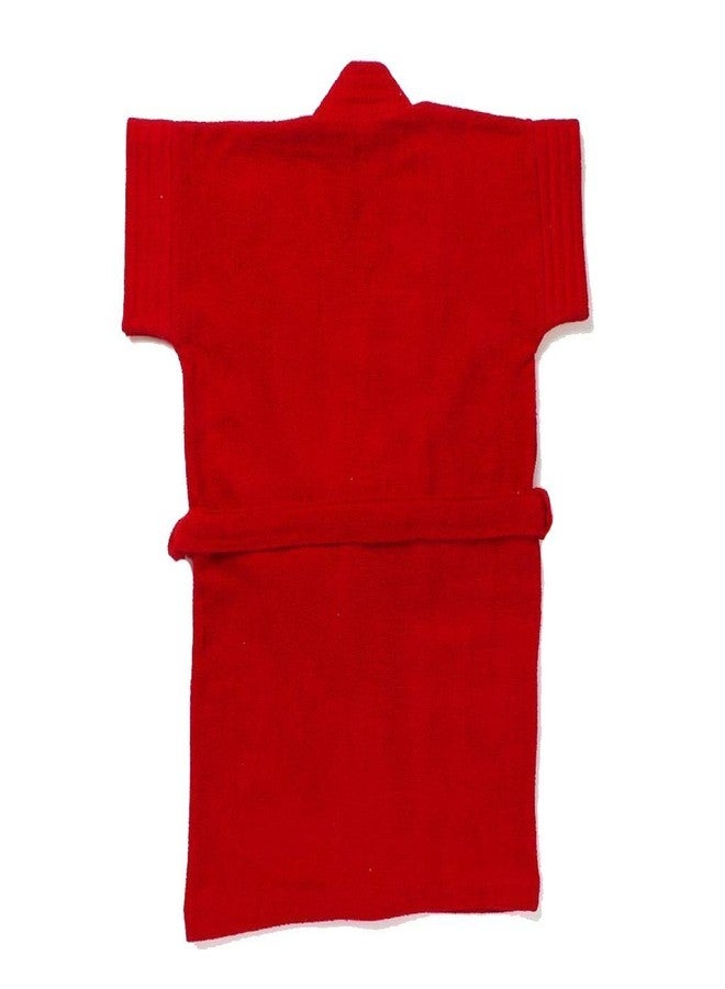 EIO® Soft Baby Boys Girls Cotton Dressing Gown Bath Robe (Red, 0-6 Months) - Image 2