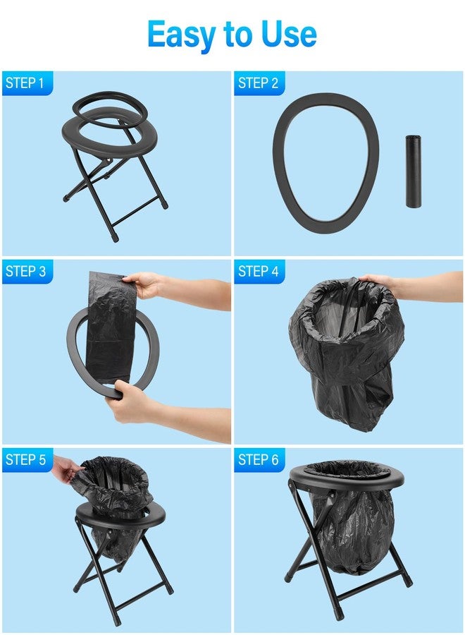 PAHTTO Portable Camping Toilet for Adults, Porta Potty for Camping with Removable Plastic Ring and 15 Disposable Toilet Bags, Folding Toilet for Camping, Hiking, Fishing, Road Trips, RV Travels, Emergency - Image 5