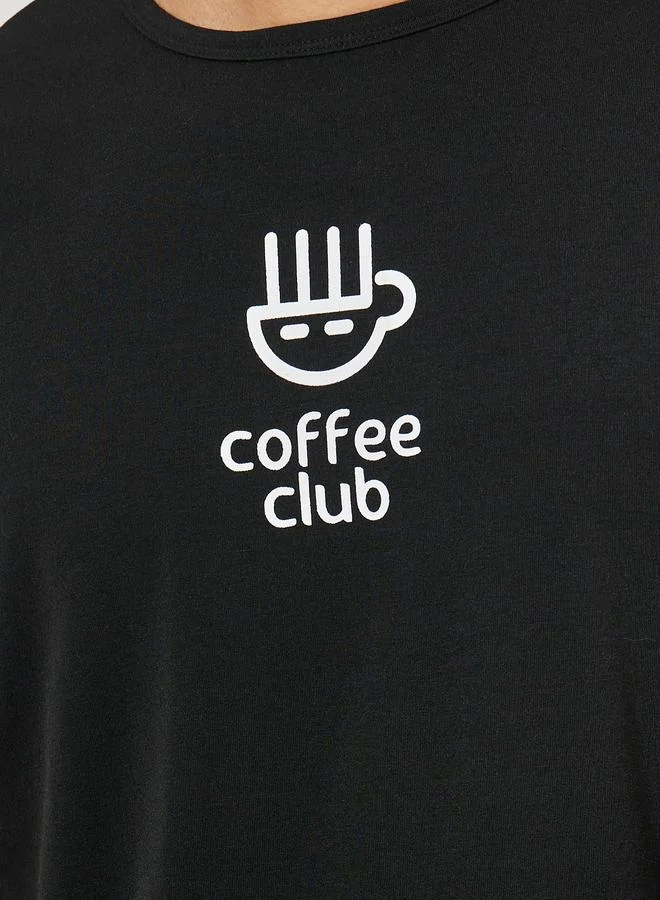 Styli Coffee Club Graphic Print T-Shirt & Solid Shorts Set