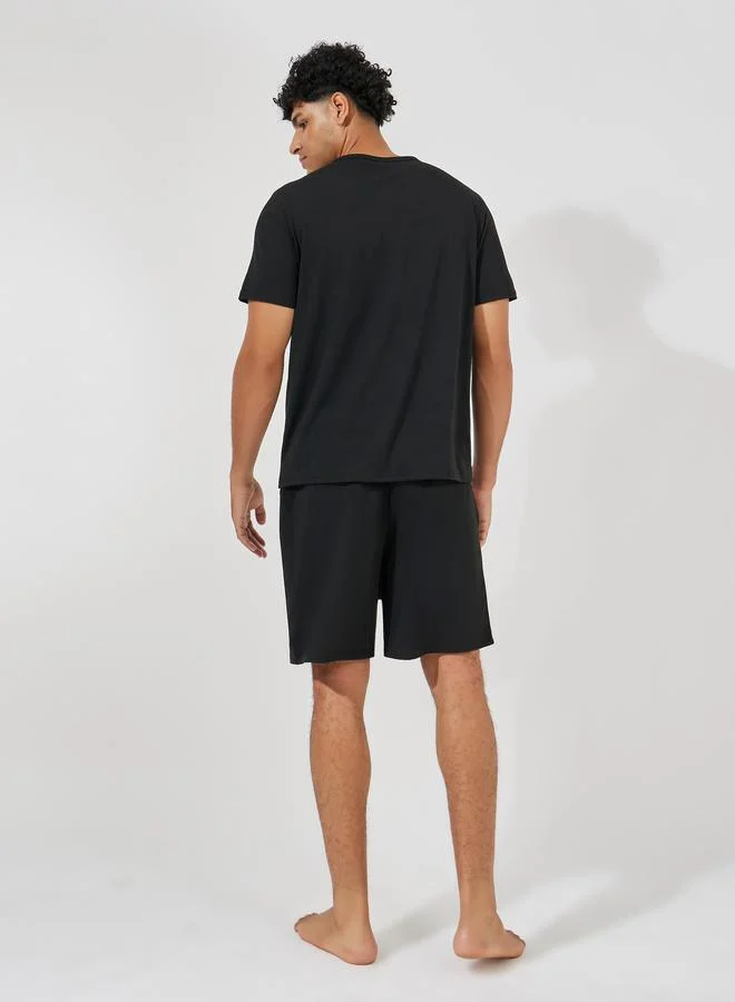 Styli Coffee Club Graphic Print T-Shirt & Solid Shorts Set