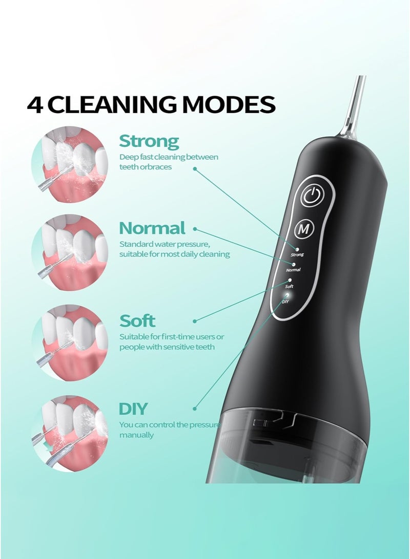 CAYGA Water Flosser for Teeth Cleaning, 260ML Portable Cordless Oral Irrigator with DIY Strength, 4 Cleaning Modes, IPX7 Waterproof Rechargeable Water Dental Pick Flosser for Home, Travel - Image 3