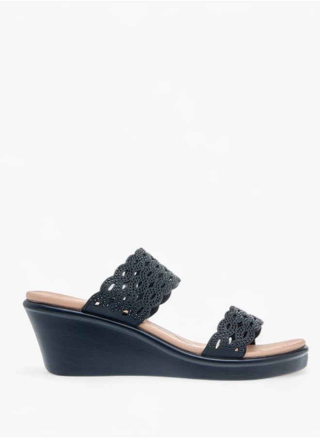 Le Confort Womens Embellished Laser Cut Detail Sandals With Wedge Heels Ramadan Collection  - Image 3