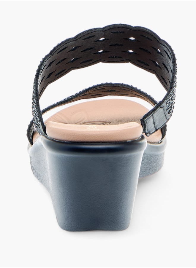 Le Confort Womens Embellished Laser Cut Detail Sandals With Wedge Heels Ramadan Collection  - Image 4