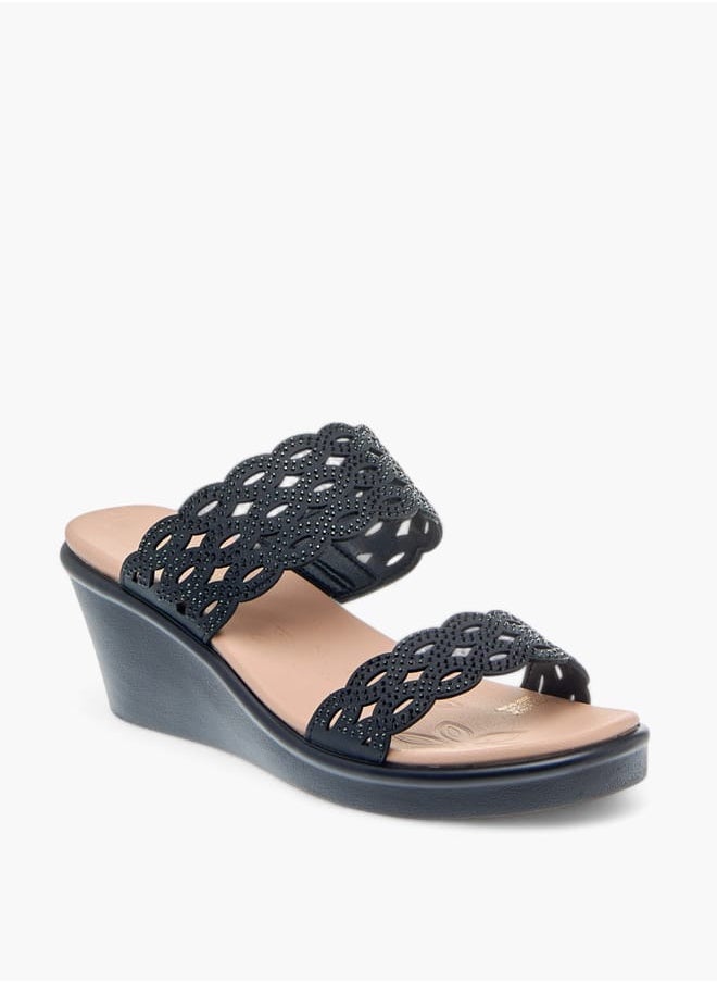 Le Confort Womens Embellished Laser Cut Detail Sandals With Wedge Heels Ramadan Collection  - Image 1