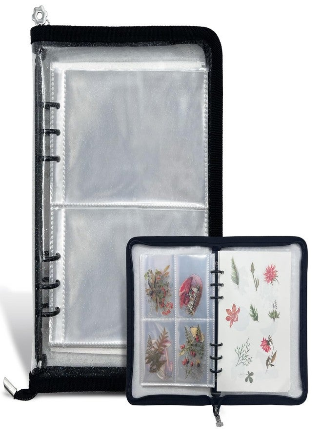 NOCAFI Sticker Storage Organizer Sticker Collecting Zipper Binder Album Reusable Sticker Collecting Book for Adult with Blank Release Paper and Pocket, A5 Sticker Album for Collecting Sticker (Black) - Image 1