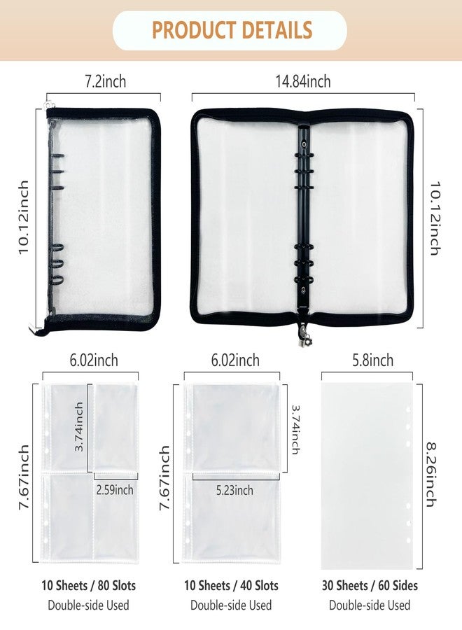 NOCAFI Sticker Storage Organizer Sticker Collecting Zipper Binder Album Reusable Sticker Collecting Book for Adult with Blank Release Paper and Pocket, A5 Sticker Album for Collecting Sticker (Black) - Image 4