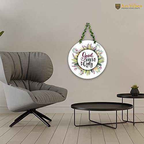 Artvibes Good Vibes Only Decorative Wall Hanging Wooden Art | Quotes Decor Item | Wall Illustrations | Office Wall Decoration Items | Wall Art Print | Inspirational quotes | Gift Items (WH_8211N) - Image 2