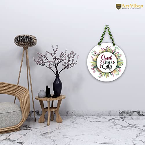 Artvibes Good Vibes Only Decorative Wall Hanging Wooden Art | Quotes Decor Item | Wall Illustrations | Office Wall Decoration Items | Wall Art Print | Inspirational quotes | Gift Items (WH_8211N) - Image 3