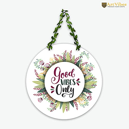 Artvibes Good Vibes Only Decorative Wall Hanging Wooden Art | Quotes Decor Item | Wall Illustrations | Office Wall Decoration Items | Wall Art Print | Inspirational quotes | Gift Items (WH_8211N) - Image 5