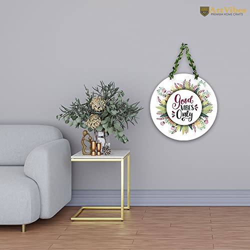 Artvibes Good Vibes Only Decorative Wall Hanging Wooden Art | Quotes Decor Item | Wall Illustrations | Office Wall Decoration Items | Wall Art Print | Inspirational quotes | Gift Items (WH_8211N) - Image 4