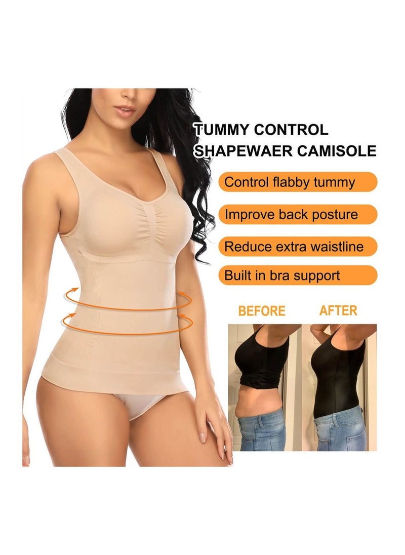 SYOSI - Women's Tummy Control Shapewear Tank Tops 2 Pack Seamless Compression Camisole Slimming Body Shaper (L) - Image 1
