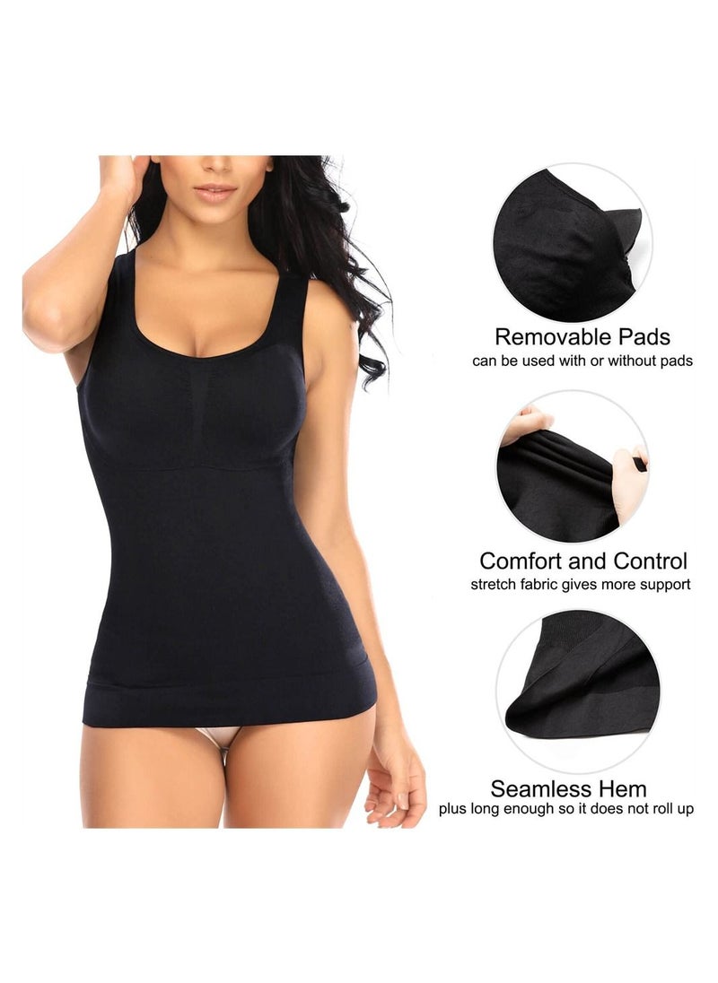 SYOSI - Women's Tummy Control Shapewear Tank Tops 2 Pack Seamless Compression Camisole Slimming Body Shaper (L) - Image 1