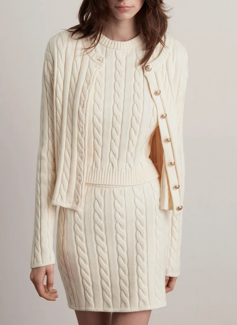 Lichi Straight textured knitted mini skirt