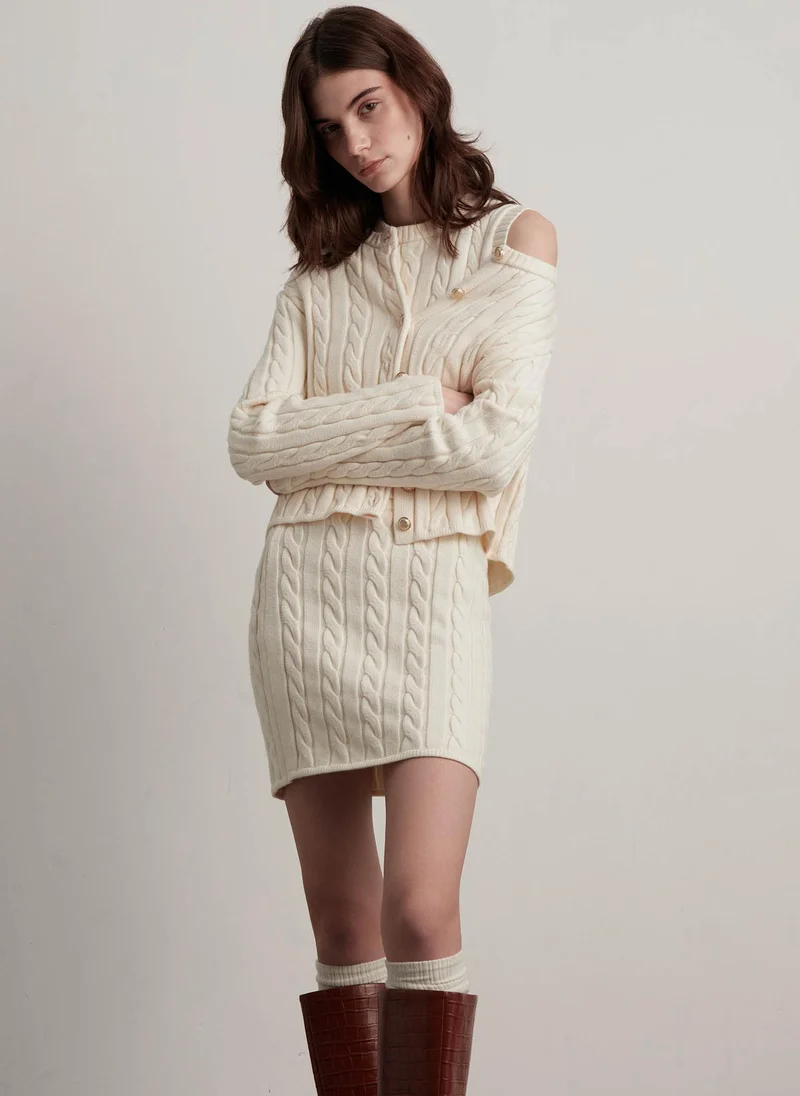 Lichi  Straight textured knitted mini skirt for Women | Best Price UAE