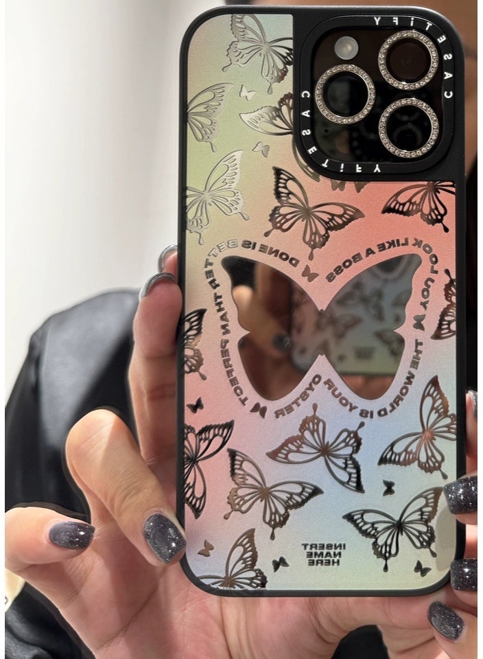 كاستيفي غطاء هاتف Casetify مغناطيسي Magsafe بتدرج ألوان وبتصميم فراشة لهواتف iPhone 14 Pro Max/15 Pro Max/16 Pro Max، غطاء واقٍ من الخدوش مع نمط فراشة لامع وجميل - Image 3