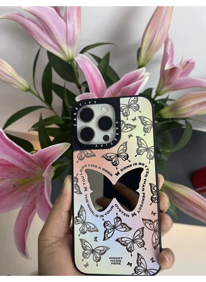كاستيفي غطاء هاتف Casetify مغناطيسي Magsafe بتدرج ألوان وبتصميم فراشة لهواتف iPhone 14 Pro Max/15 Pro Max/16 Pro Max، غطاء واقٍ من الخدوش مع نمط فراشة لامع وجميل - Image 5