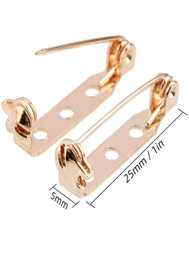 STARVAST 100 Pcs Gold Tone Brooch Pin Backs Clasp 1 Inch Bar Findings 3 Holes Safety Pins for Badge Insignia, Citation Bars, Making Corsage, Name Tags, Toy and Jewelry Making - Image 2