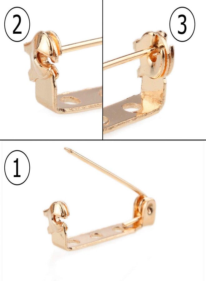 STARVAST 100 Pcs Gold Tone Brooch Pin Backs Clasp 1 Inch Bar Findings 3 Holes Safety Pins for Badge Insignia, Citation Bars, Making Corsage, Name Tags, Toy and Jewelry Making - Image 5
