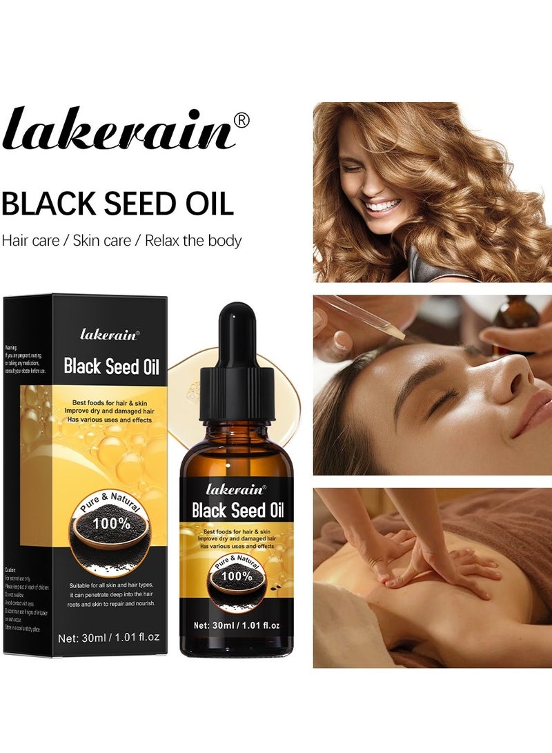 lakerain Black Seed Oil for Hair Growth 100% Pure and Natural Organic Black Seed Oil for Hair Growth and Skin Care Moisturize Hair and Skin Repair Dry and Damaged Hair Strengthen Hair Oil 30ml - Image 3