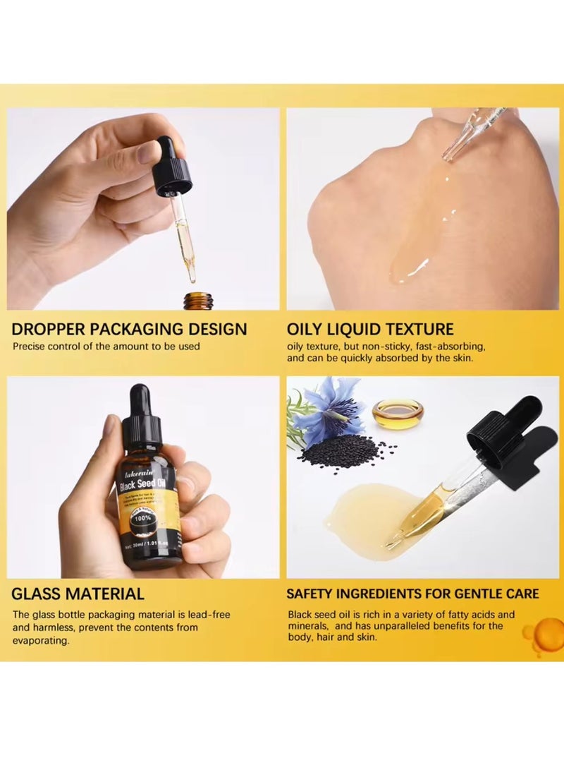 lakerain Black Seed Oil for Hair Growth 100% Pure and Natural Organic Black Seed Oil for Hair Growth and Skin Care Moisturize Hair and Skin Repair Dry and Damaged Hair Strengthen Hair Oil 30ml - Image 4