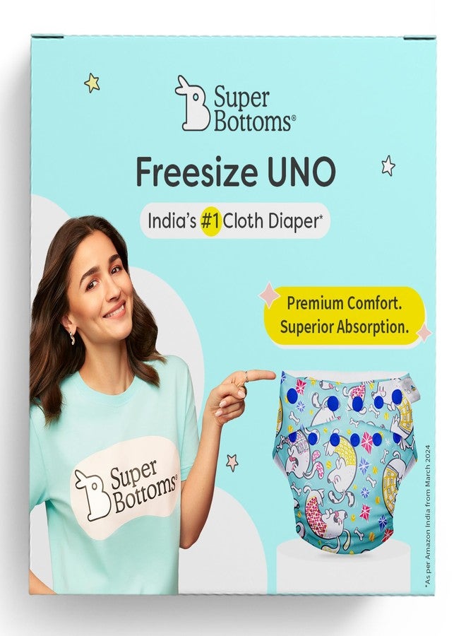 سوبربوتمز حفاضات قماشية SuperBottoms UNO مقاس واحد مع فوطة صحية وحشوة إضافية (غطاء خارجي مقاوم للماء + فوطة قطنية عضوية جافة الملمس) حفاضات قماشية للأطفال من عمر 0 إلى 3 سنوات | قابلة للغسل وإعادة الاستخدام - Image 2