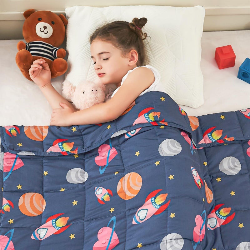yescool Plane Weighted Blanket 3 Pounds Cooling Weighted Lap Blanket, Space Heavy Blankets, Breathable Weighted Throw Blanket Gift for 20-40lbs, 36"x48" - Image 1