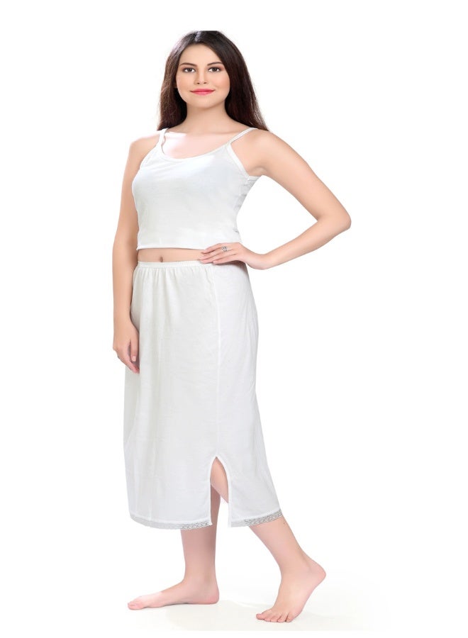 mybody MyBody Maxi Inskirt Pack1 White Cotton Underskirt for Women | Breathable Inner Skirt for Abaya, Gown & Maxi Dress | Comfortable Modest Wear with Elastic Waistband | Sizes S to 3XL | Soft Daily Innerwear Layer  - Image 1
