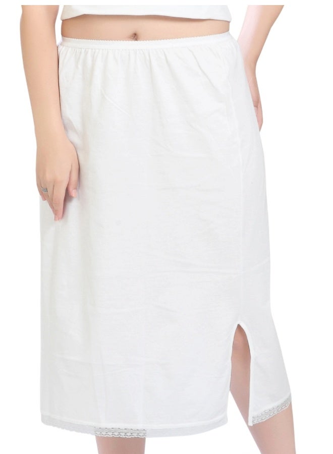 mybody MyBody Maxi Inskirt Pack1 White Cotton Underskirt for Women | Breathable Inner Skirt for Abaya, Gown & Maxi Dress | Comfortable Modest Wear with Elastic Waistband | Sizes S to 3XL | Soft Daily Innerwear Layer  - Image 3