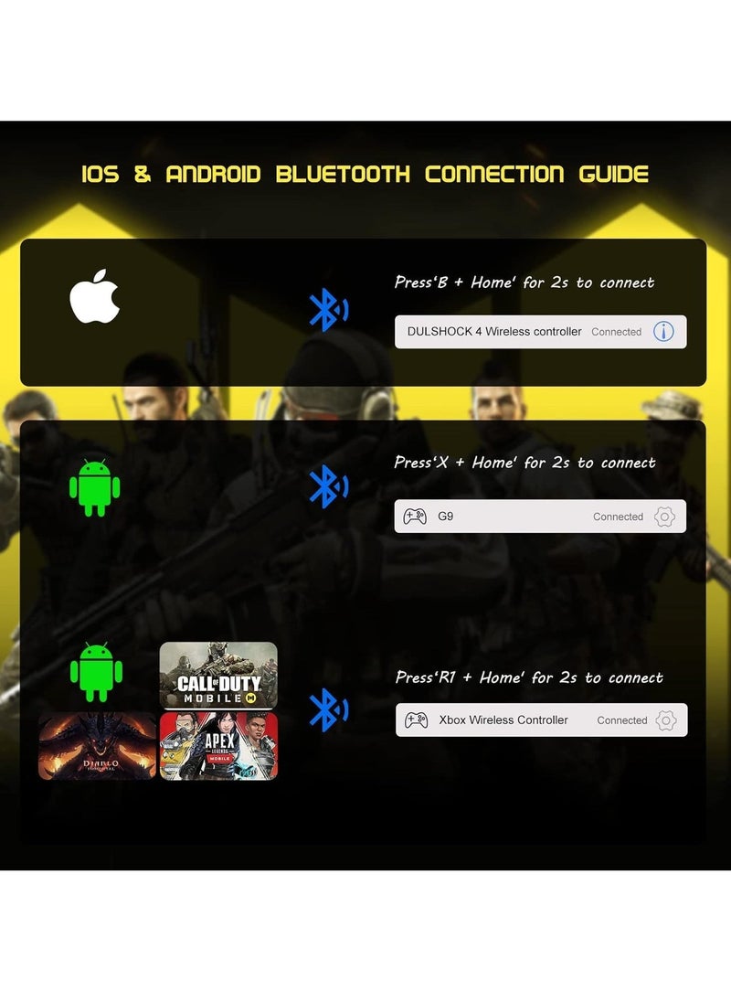 Mobile Gaming Controller for iOS, for Android, for iPad, Tablet, PC, Phone Wireless Controller for iPhone 14 13, for galaxy S22 21, Android Phones, for COD Mobile, for Genshin Impact, for Cloud Gaming  - Image 5