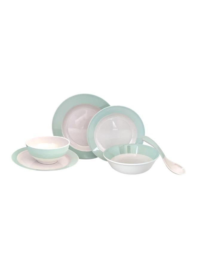 Royalford 32Pc Melamine Dinner Set ,break resistant ,freezer safe and Top Rack Dishwasher Safe Green and White 10inch - Image 3
