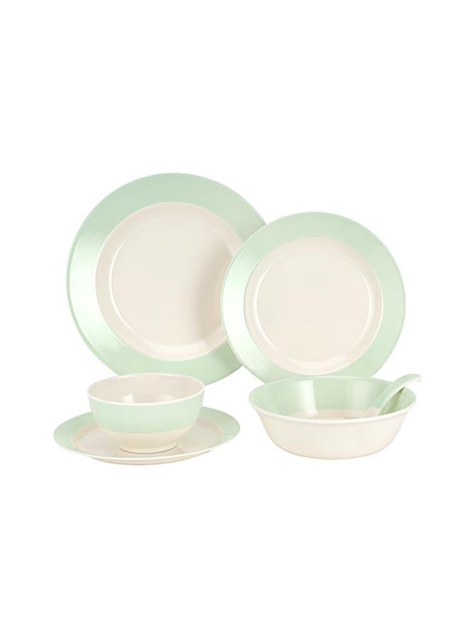 Royalford 32Pc Melamine Dinner Set ,break resistant ,freezer safe and Top Rack Dishwasher Safe Green and White 10inch - Image 4