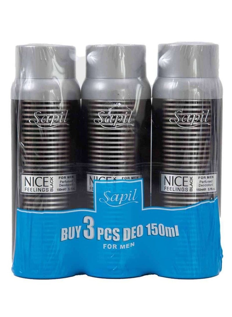 sapil 3pcs 150ml Perfumed Deodorant For Men