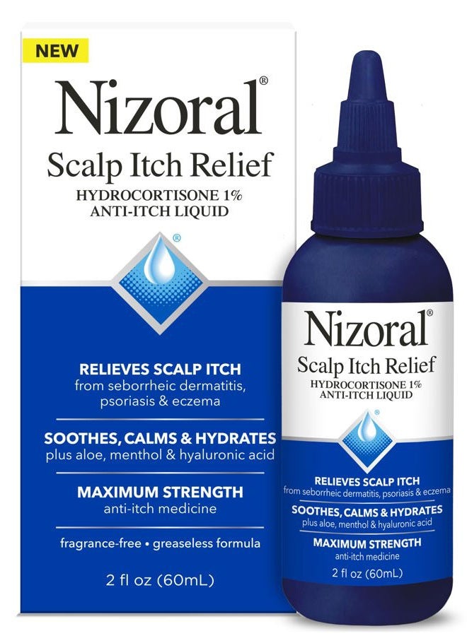 Nizoral Scalp Itch Relief Liquid—Relieves Scalp Itch and Soothes, Calms and Hydrates with Maximum Strength Anti-Itch Medicine (Hydrocortisone 1%), 2 Fl Oz - Image 1