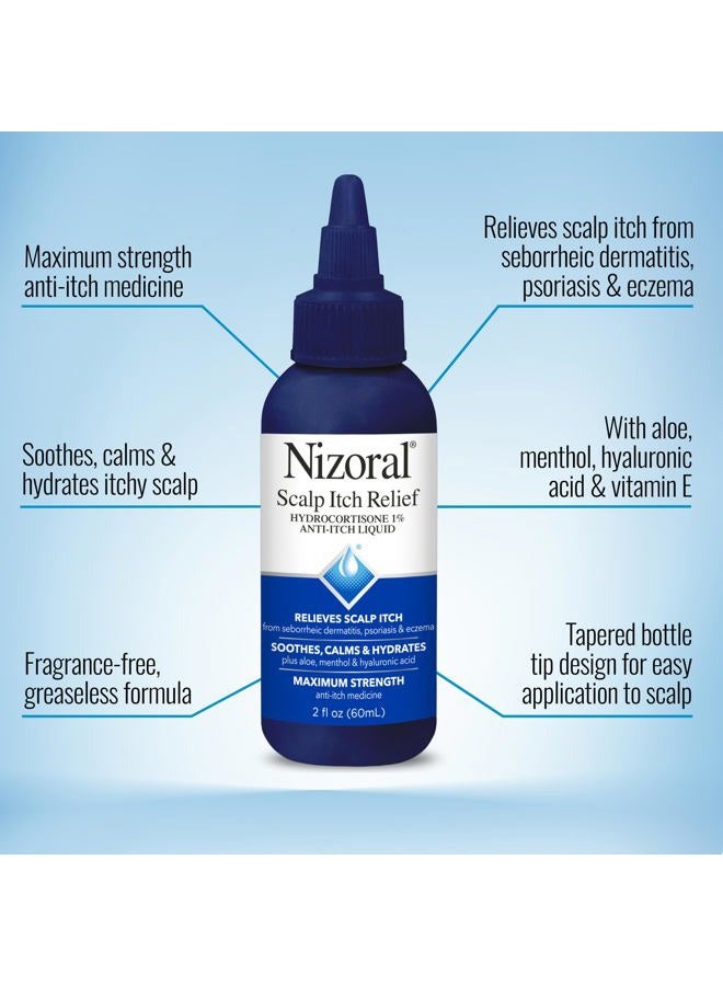 Nizoral Scalp Itch Relief Liquid—Relieves Scalp Itch and Soothes, Calms and Hydrates with Maximum Strength Anti-Itch Medicine (Hydrocortisone 1%), 2 Fl Oz - Image 2