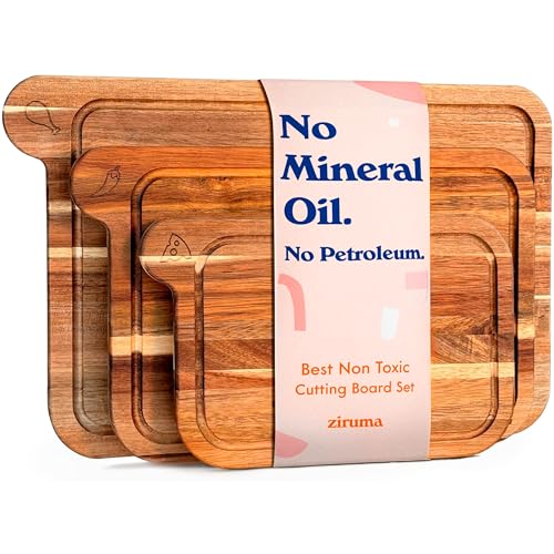 Ziruma Non Toxic Cutting Boards - Cutting Board Set Free of Mineral Oil, Made of FSC Acacia Wood - Cutting Boards for Kitchen - Includes 3 Chopping Boards. By Ziruma - Image 1