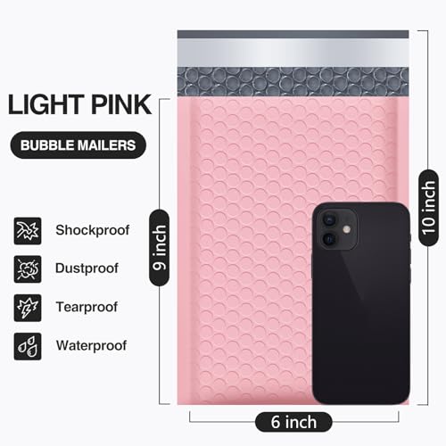 UCGOU Bubble Mailers 6x10 Inch Light Pink 25 Pack Poly Padded Envelopes Small Business Mailing Packages Opaque Self Seal Adhesive Waterproof Boutique Shipping Bags for Jewelry Makeup Supplies #0 - Image 2