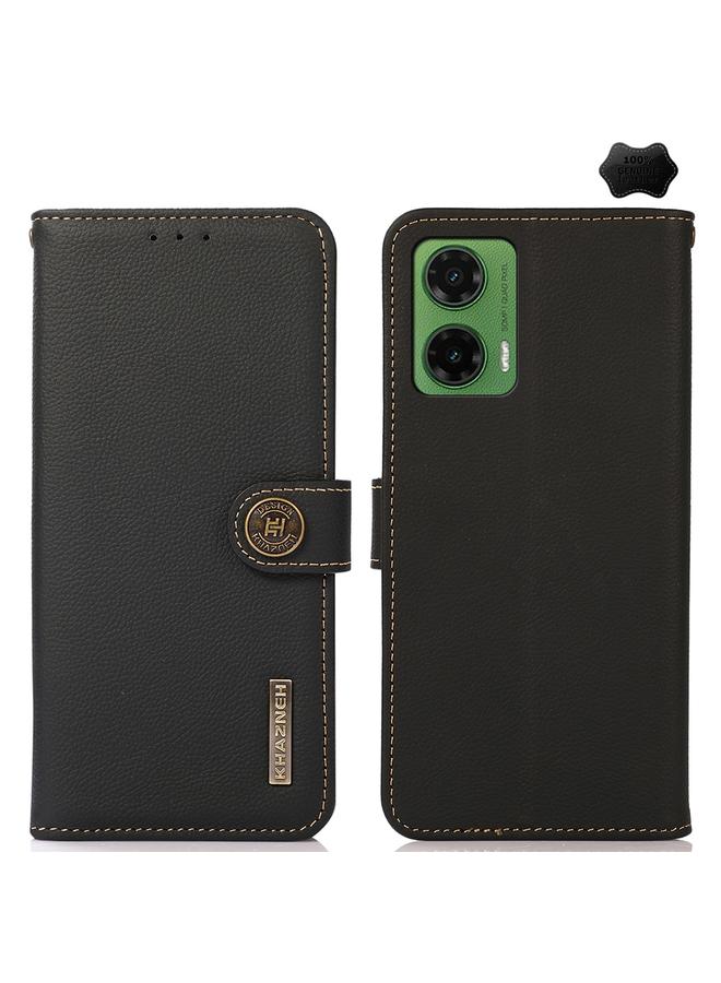 S-TOP Case For Motorola Moto G35 KHAZNEH Custer Genuine Leather RFID Phone Case - Image 1