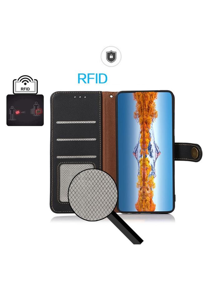 S-TOP Case For Motorola Moto G35 KHAZNEH Custer Genuine Leather RFID Phone Case - Image 4