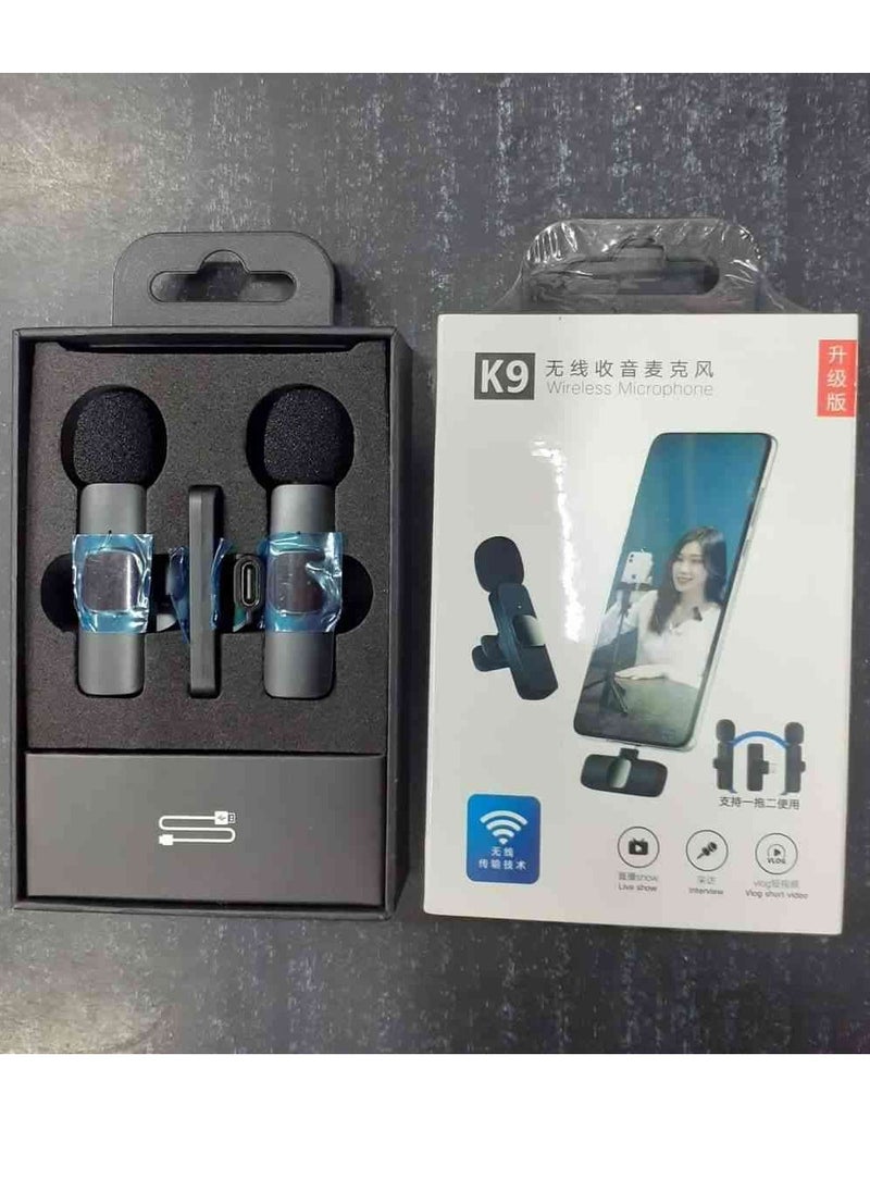 K9 - Dual Noise Reduction Wireless Bluetooth Microphone for Video Recording and Live Streaming with Mic Receiver for iPhone and Android Phones - Image 1