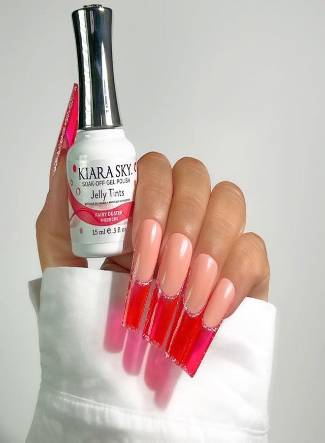 KIARA SKY Jelly Tints Soak Off Gel Polish 15ml, Fairy Duster (red and pink mix) - Image 3