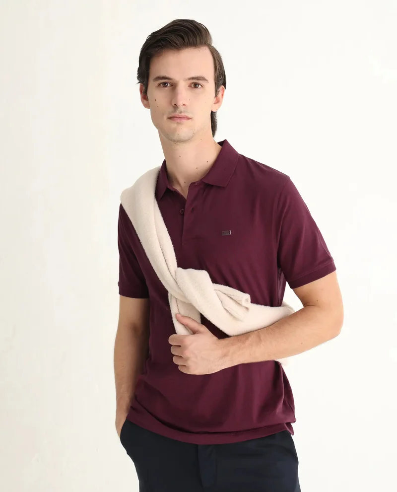 Rare Rabbit Rare Rabbit Men Schop Light Maroon Cotton Blend Short Sleeve Regular Fit Solid Polo