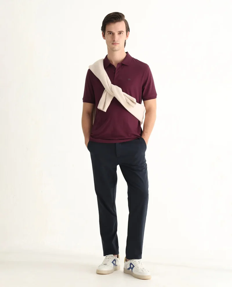 Rare Rabbit Rare Rabbit Men Schop Light Maroon Cotton Blend Short Sleeve Regular Fit Solid Polo