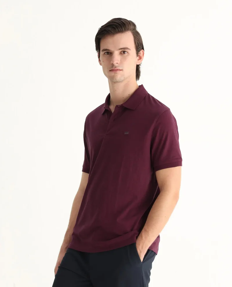 Rare Rabbit Men's Solid Regular Fit Cotton Polo