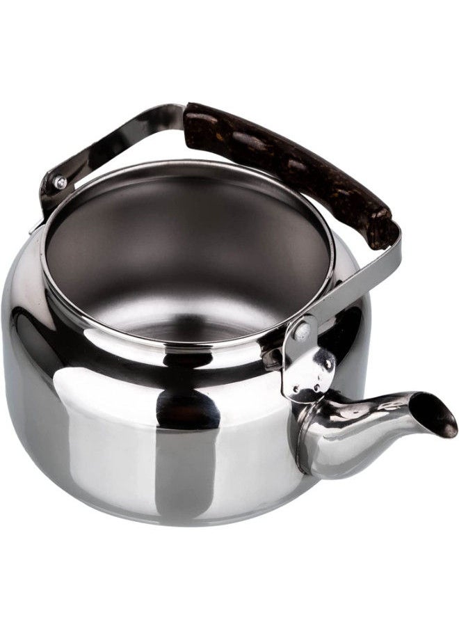 Bister - Tea Kettle with Wooden Backlite Handle (3 Liter) | Wide Mouth with Anti-Leakage Cap Travel Mug | Silver - Image 1