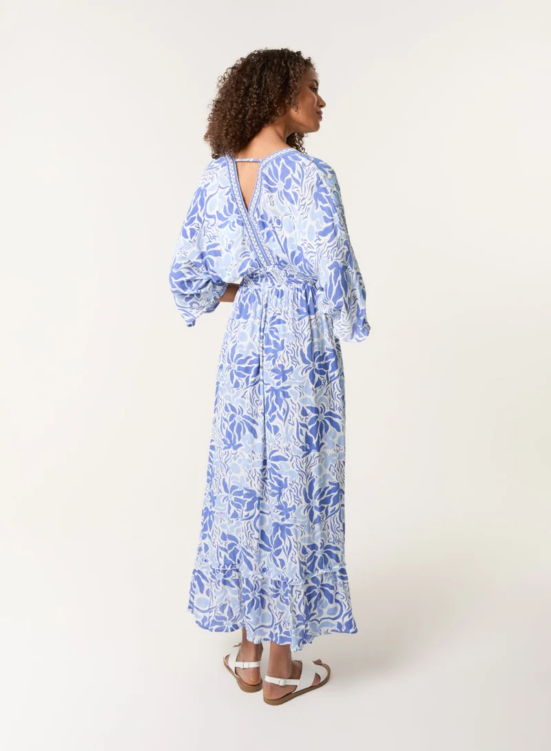 Blue Vanilla Embellished V Front &amp; Back Maxi Dress