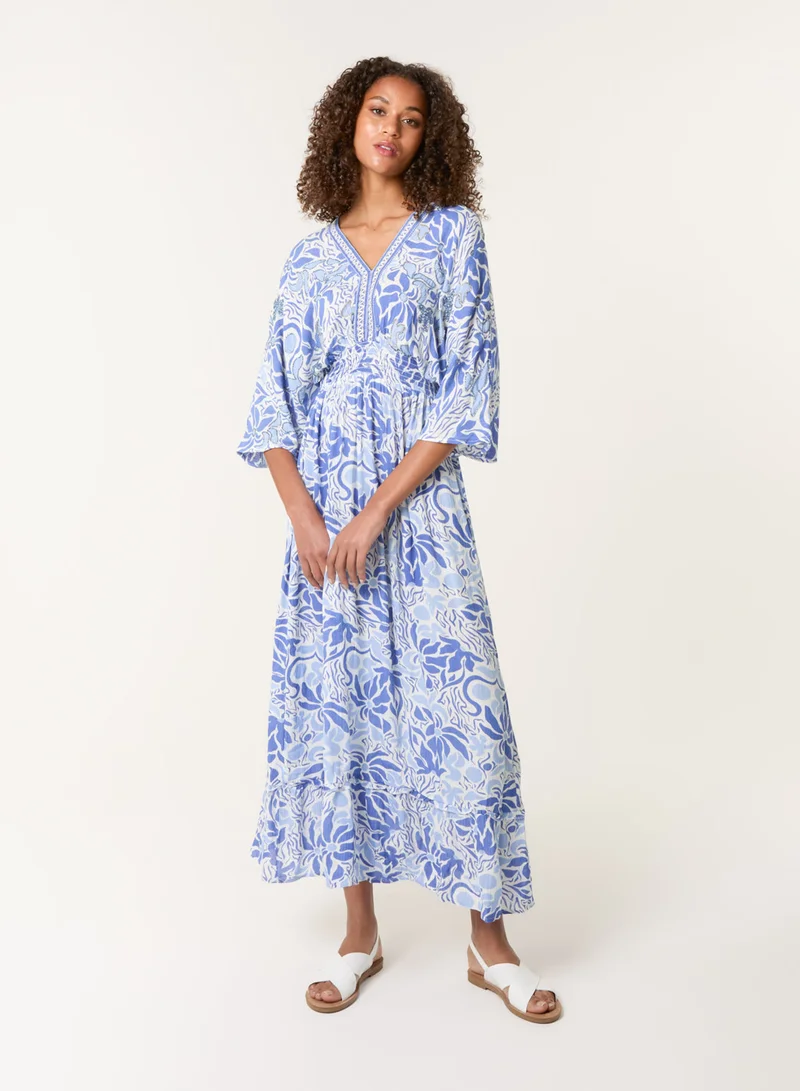 Blue Vanilla Embellished V Front &amp; Back Maxi Dress